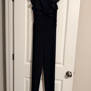 Aqua Black Ruffle Jumpsuit